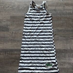 Striped Sleeveless Dress with Embroidered Detail